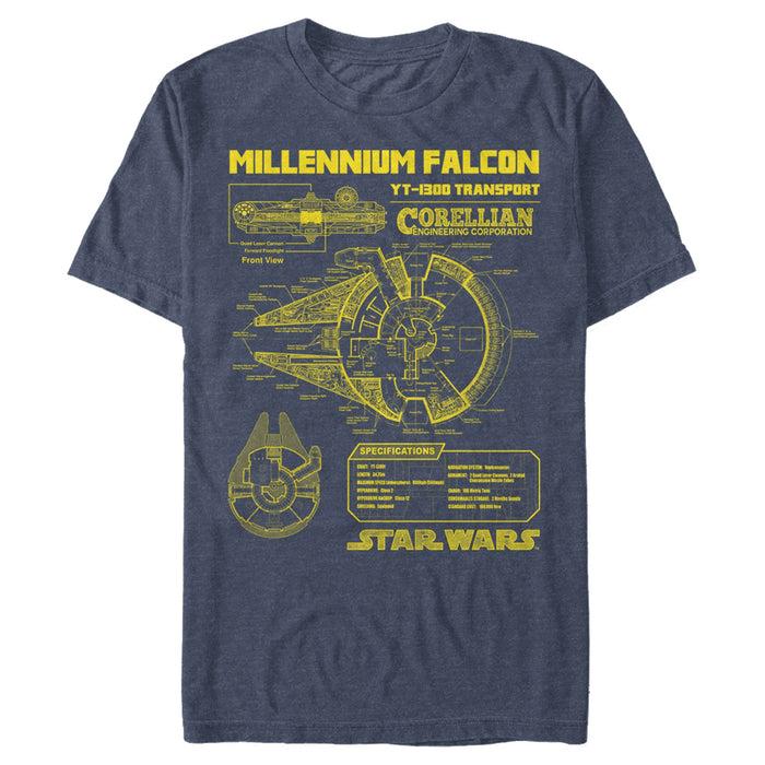 Fifth Sun Men's Star Wars Millennium Falcon Schematics T-Shirt