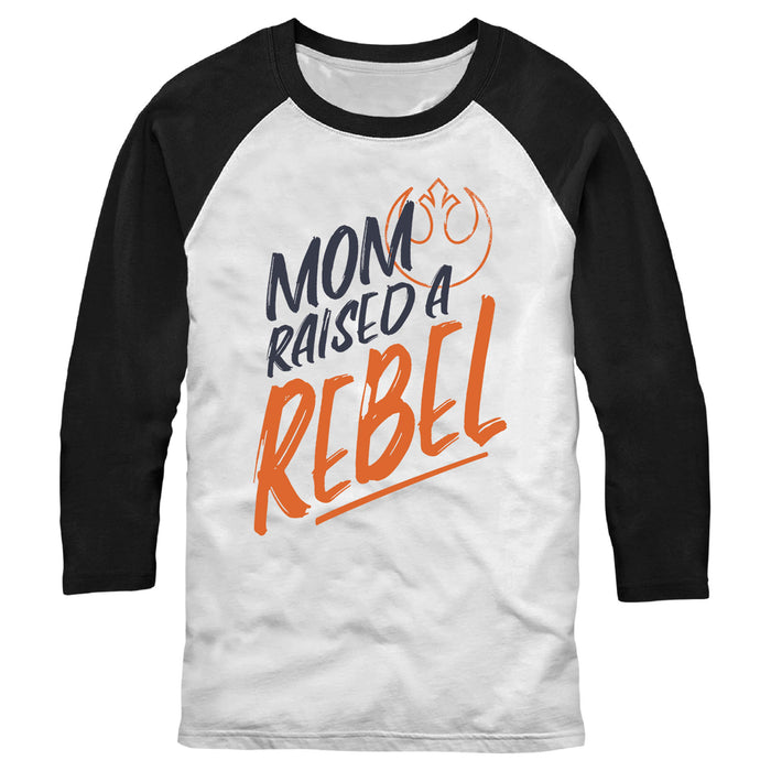 fifth sun Men's Star Wars Mother's Day Mom Raised a Rebel Baseball Tee