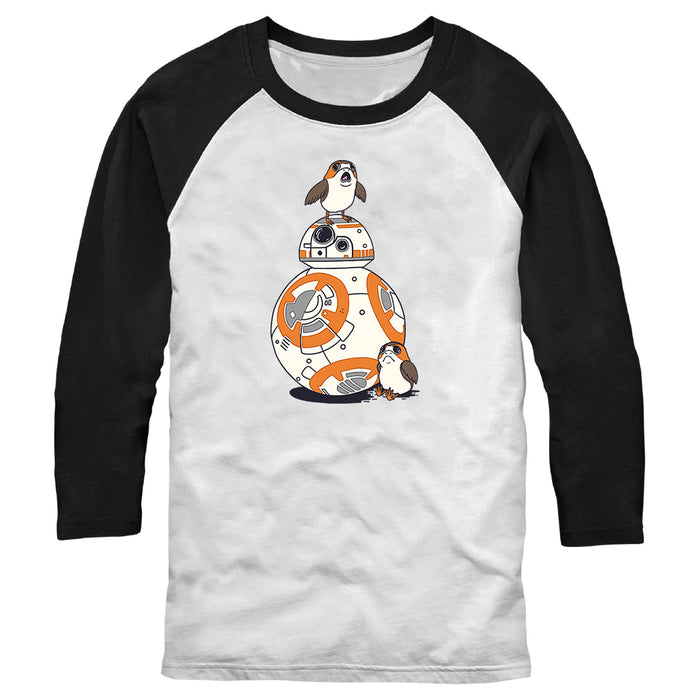 fifth sun Men's Star Wars Porgs and BB-8 Baseball Tee fifth sun Men's Star Wars Porgs and BB-8 Baseball Tee