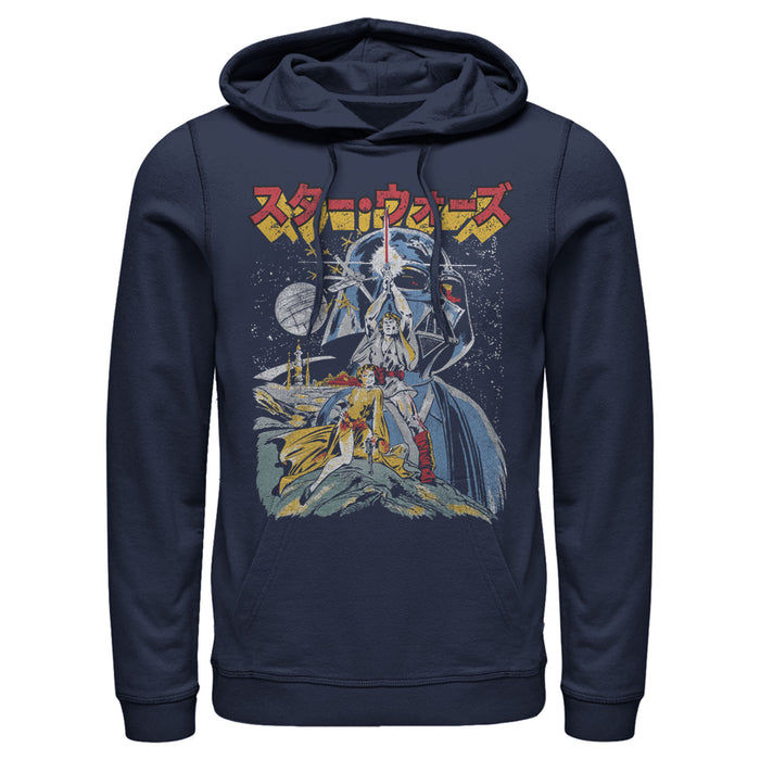 fifth sun Men's Star Wars Retro Darth Vader Kanji Poster Pull Over Hoodie