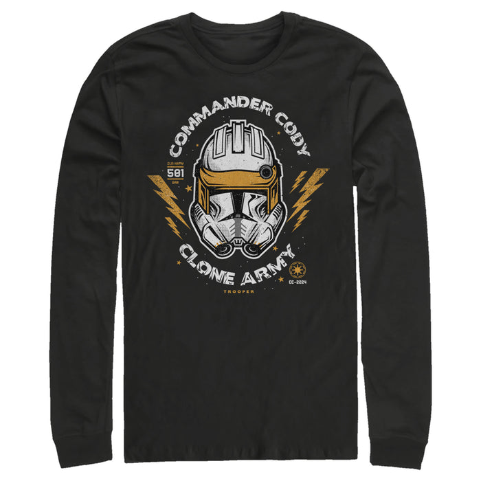 fifth sun Men's Star Wars: The Clone Wars Commander Cody Army Head Shot Long Sleeve Shirt