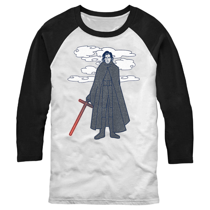 fifth sun Men's Star Wars: The Force Awakens Kylo Ren Cartoon Baseball Tee