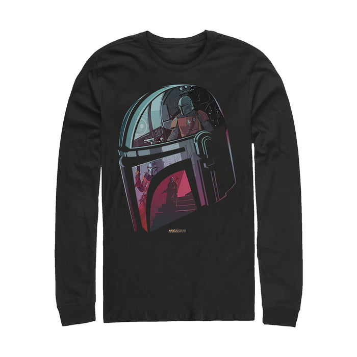 fifth sun Men's Star Wars: The Mandalorian Helmet Reflection Long Sleeve Shirt