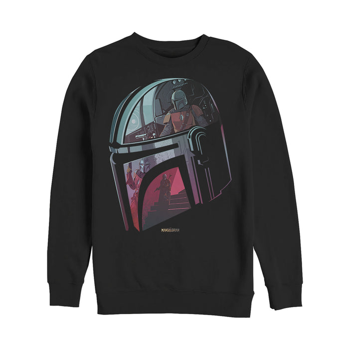 fifth sun Men's Star Wars: The Mandalorian Helmet Reflection Sweatshirt