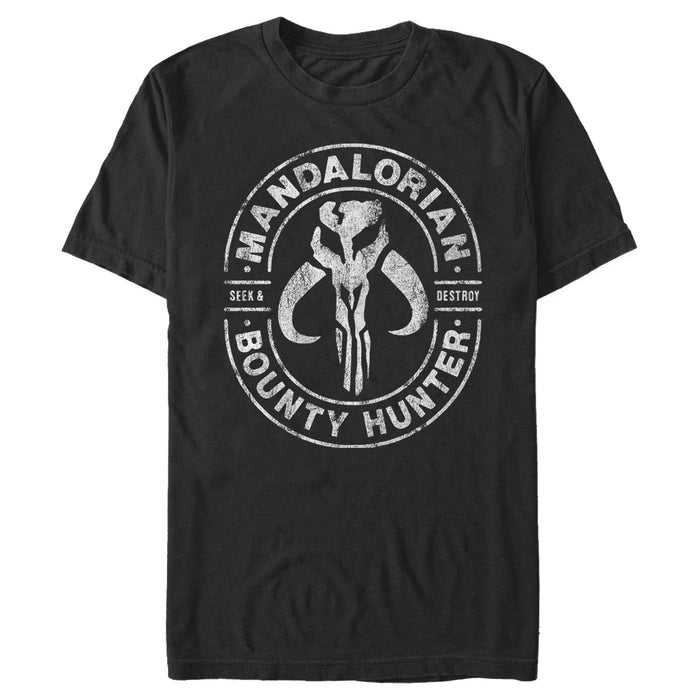 fifth sun Men's Star Wars: The Mandalorian Seek & Destroy Stamp T-Shirt