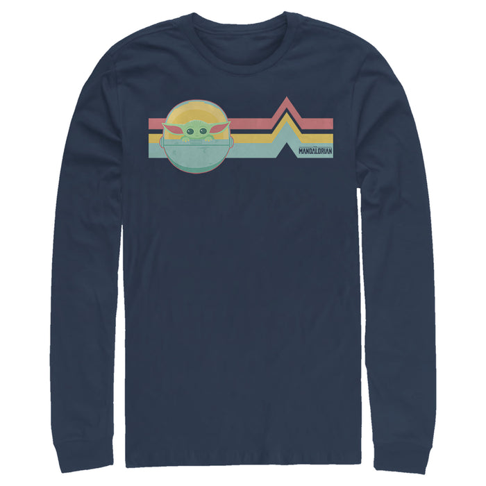 fifth sun Men's Star Wars: The Mandalorian The Child Retro Stripes Long Sleeve Shirt