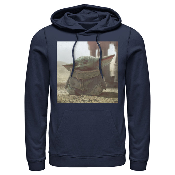 fifth sun Men's Star Wars: The Mandalorian The Child Square Frame Pull Over Hoodie