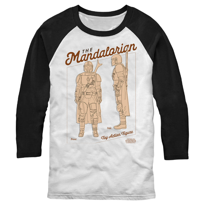 fifth sun Men's Star Wars: The Mandalorian Toy Action Figure Baseball Tee fifth sun Men's Star Wars: The Mandalorian Toy Action Figure Baseball Tee