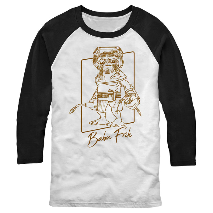 fifth sun Men's Star Wars: The Rise of Skywalker Babu Frik Outline Baseball Tee