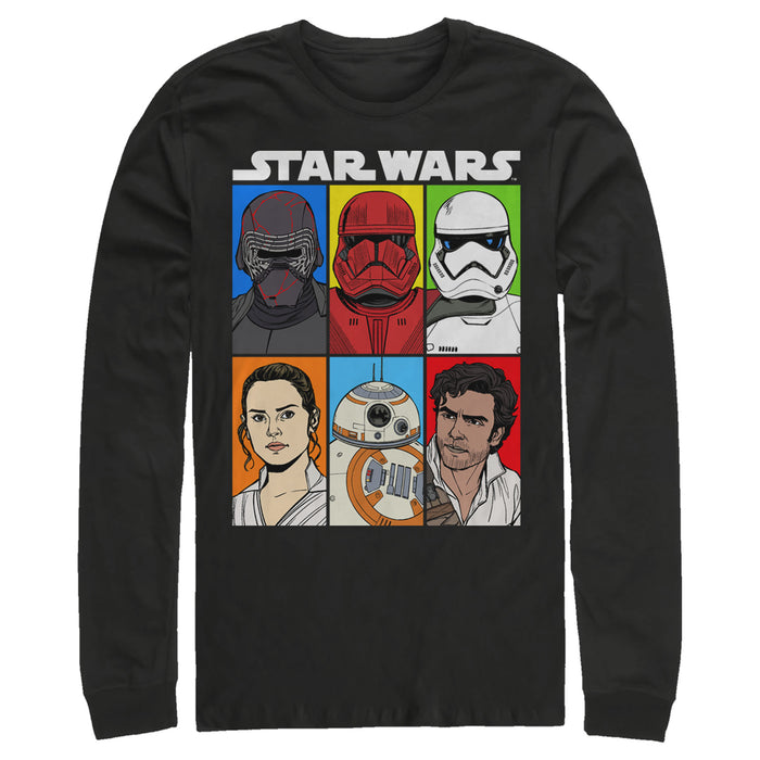 fifth sun Men's Star Wars: The Rise of Skywalker Character Grid Long Sleeve Shirt