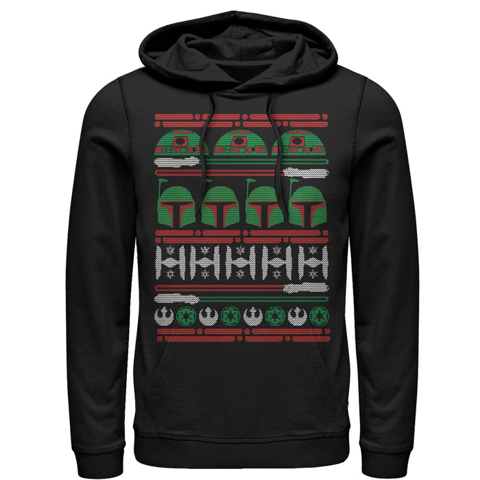 fifth sun Men's Star Wars Ugly Christmas Boba Fett Pull Over Hoodie