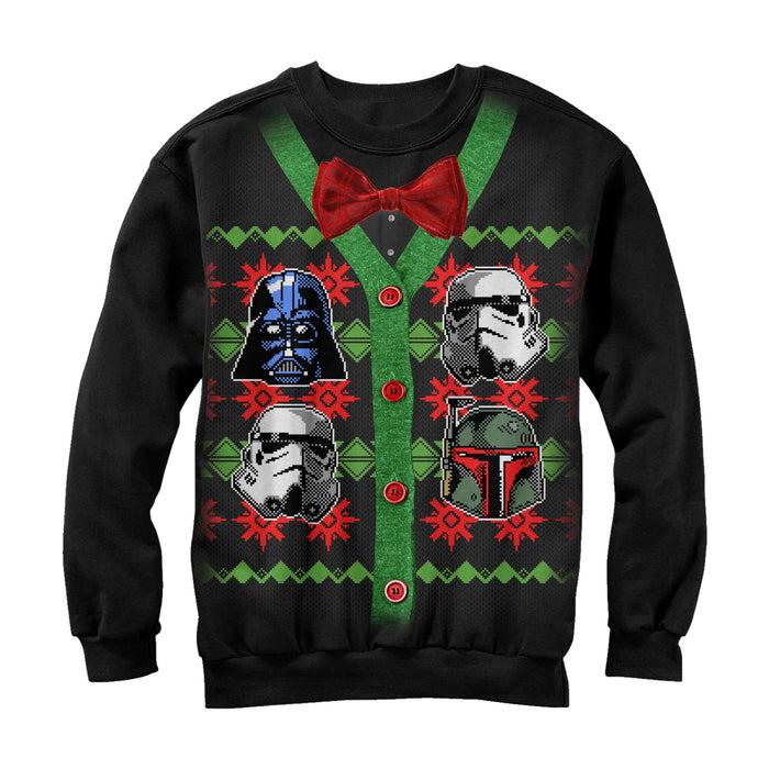 fifth sun Men's Star Wars Ugly Christmas Villain Helmet Cardigan Sweatshirt
