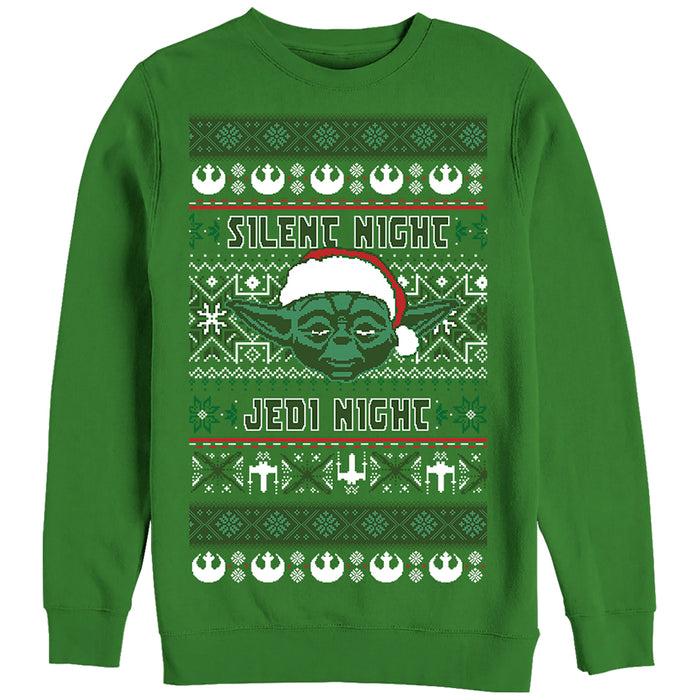 fifth sun Men's Star Wars Ugly Christmas Yoda Silent Night Sweatshirt