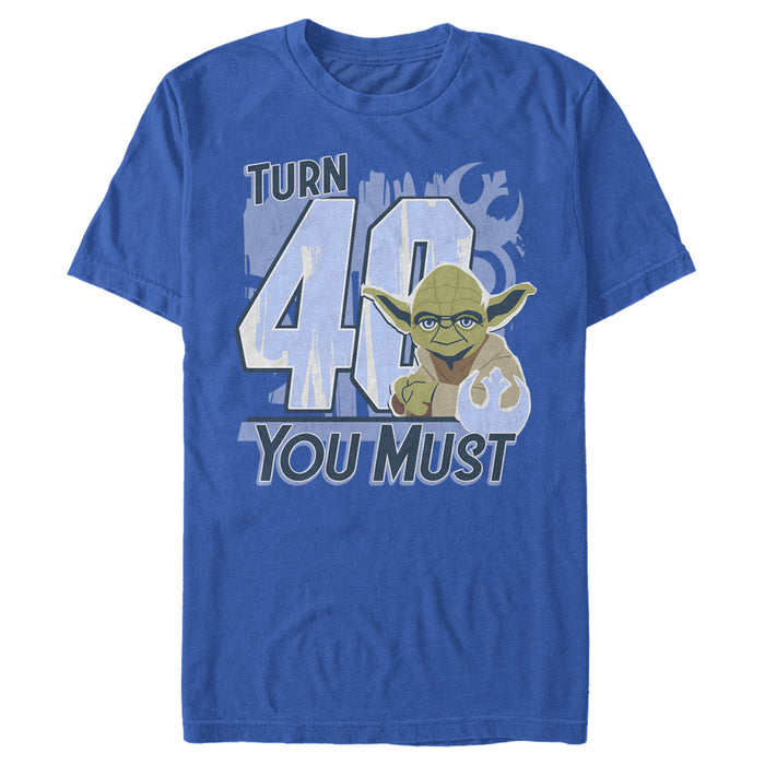 fifth sun Men's Star Wars Yoda Turn 40 You Must Rebel Logo Portrait T-Shirt