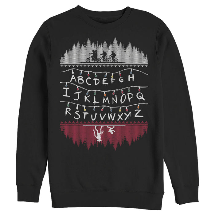 fifth sun Men's Stranger Things Alphabet Lights Sweatshirt