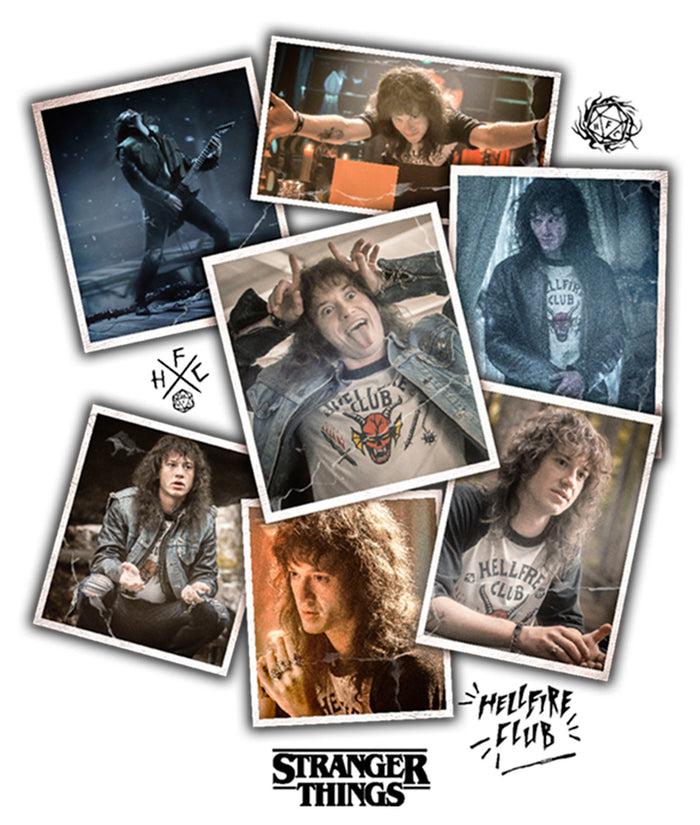 Fifth Sun Men's Stranger Things Eddie Munson Photo Dump Baseball Tee