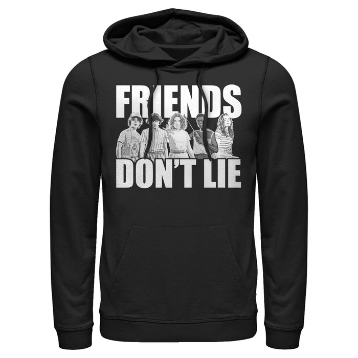 fifth sun Men's Stranger Things Friends Don't Lie Character Pose Pull Over Hoodie