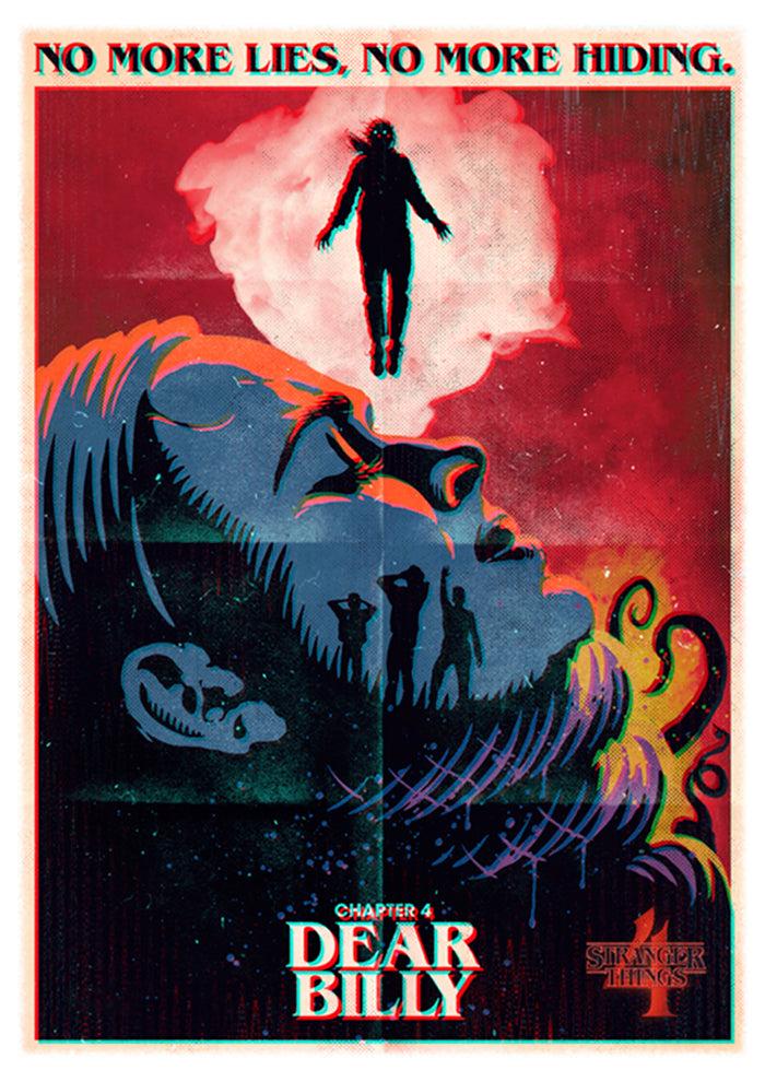 Fifth Sun Men's Stranger Things Retro Dear Billy Poster Baseball Tee