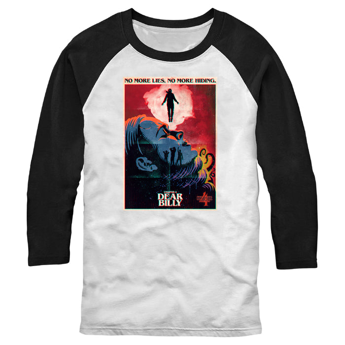 fifth sun Men's Stranger Things Retro Dear Billy Poster Baseball Tee