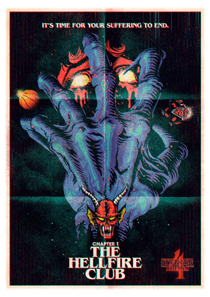 Fifth Sun Men's Stranger Things Retro Hellfire Club Poster Baseball Tee