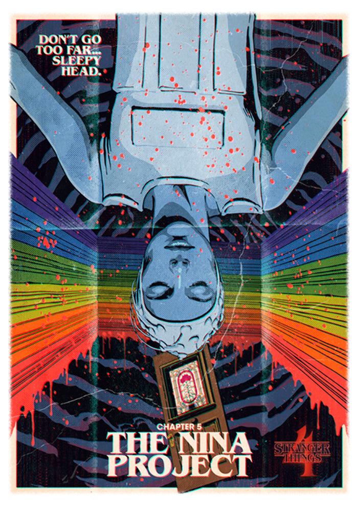 Fifth Sun Men's Stranger Things Retro Nina Project Poster Baseball Tee