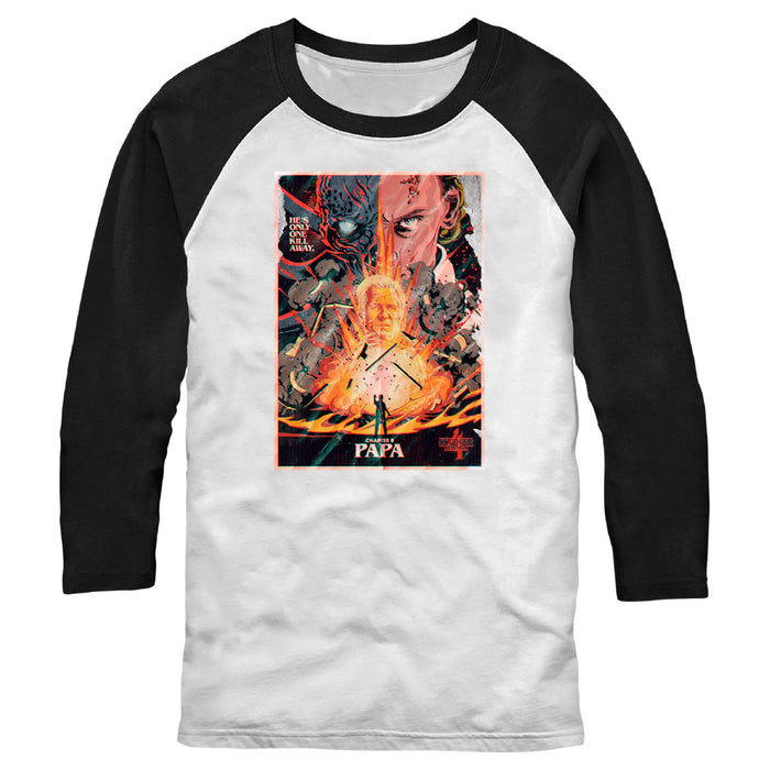 fifth sun Men's Stranger Things Retro Papa Poster Baseball Tee