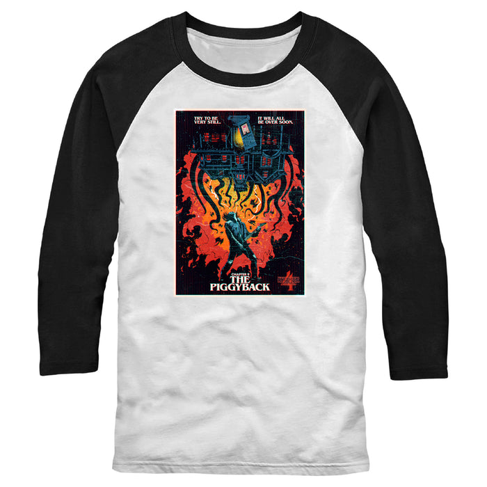 fifth sun Men's Stranger Things Retro Piggyback Poster Baseball Tee