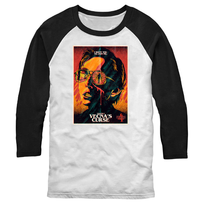 fifth sun Men's Stranger Things Retro Vecna's Curse Poster Baseball Tee