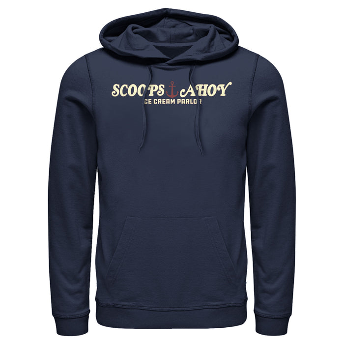 fifth sun Men's Stranger Things Scoops Ahoy Nautical Logo Pull Over Hoodie