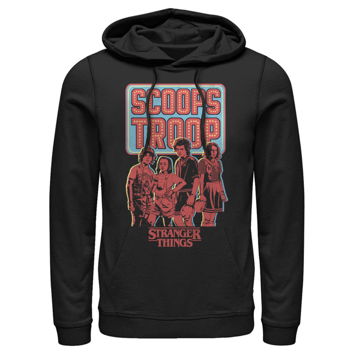 fifth sun Men's Stranger Things Scoops Troop Character Pose Pull Over Hoodie