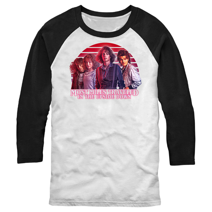 fifth sun Men's Stranger Things Teen Group Shot Baseball Tee