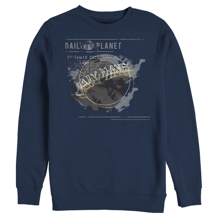 fifth sun Men's Superman Daily Planet Blur Logo Sweatshirt