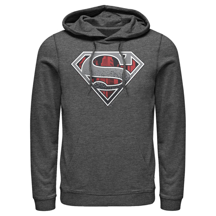 fifth sun Men's Superman Logo Grunge Pull Over Hoodie
