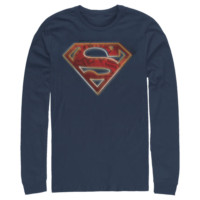 fifth sun Men's Superman Logo Shadows Long Sleeve Shirt