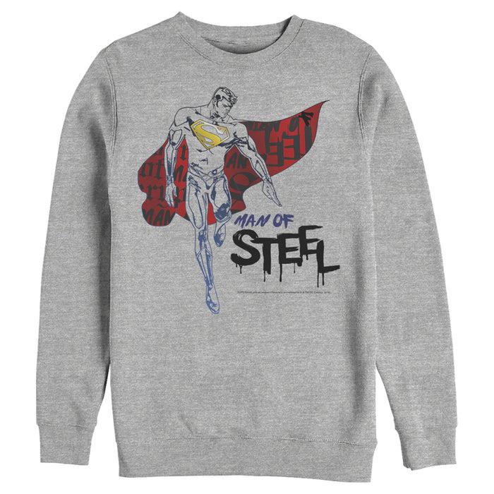 fifth sun Men's Superman Man of Steel Paint Drip Sweatshirt