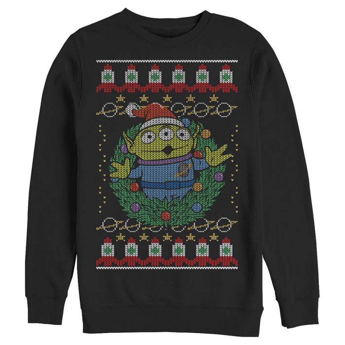 fifth sun Men's Toy Story Ugly Christmas Alien Wreath Sweatshirt