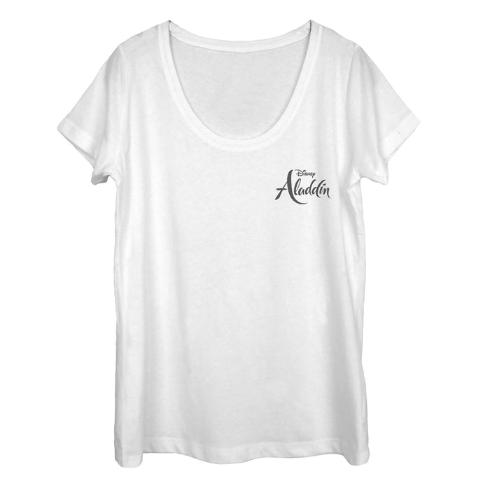 Fifth Sun Women's Aladdin Title Logo Badge Scoop Neck