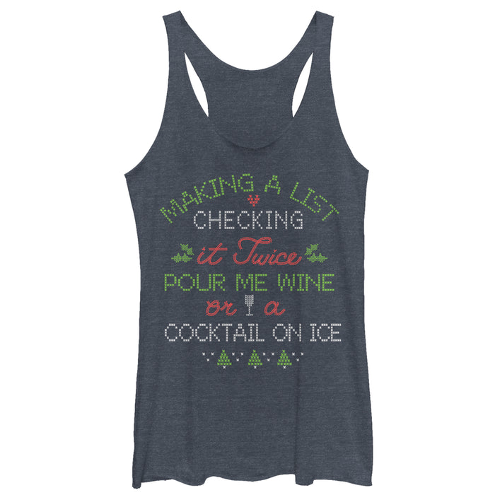 fifth sun Women's CHIN UP Christmas Wine or Cocktail Racerback Tank Top