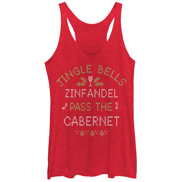 fifth sun Women's CHIN UP Christmas Wine Song Racerback Tank Top