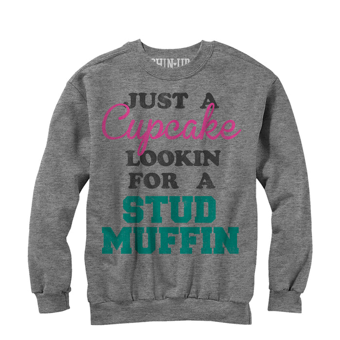 fifth sun Women's CHIN UP Cupcake Looking for a Stud Muffin Sweatshirt