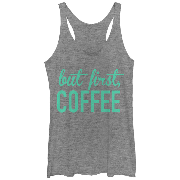 fifth sun Women's CHIN UP First Coffee Racerback Tank Top