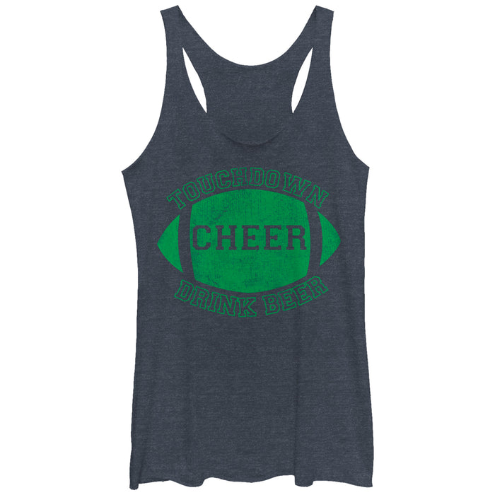fifth sun Women's CHIN UP Football Touchdown Cheer Drink Beer Racerback Tank Top