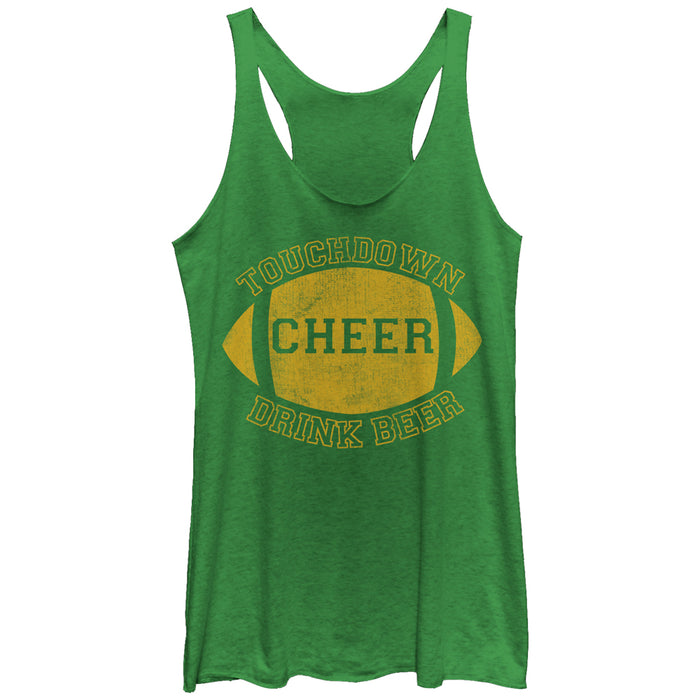 fifth sun Women's CHIN UP Football Touchdown Cheer Drink Beer Racerback Tank Top