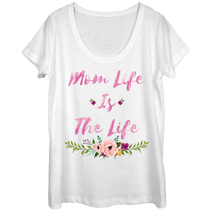 fifth sun Women's CHIN UP Mom Life is the Life Scoop Neck