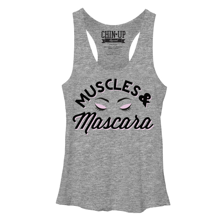 fifth sun Women's CHIN UP Muscles and Mascara Eyelashes Racerback Tank Top