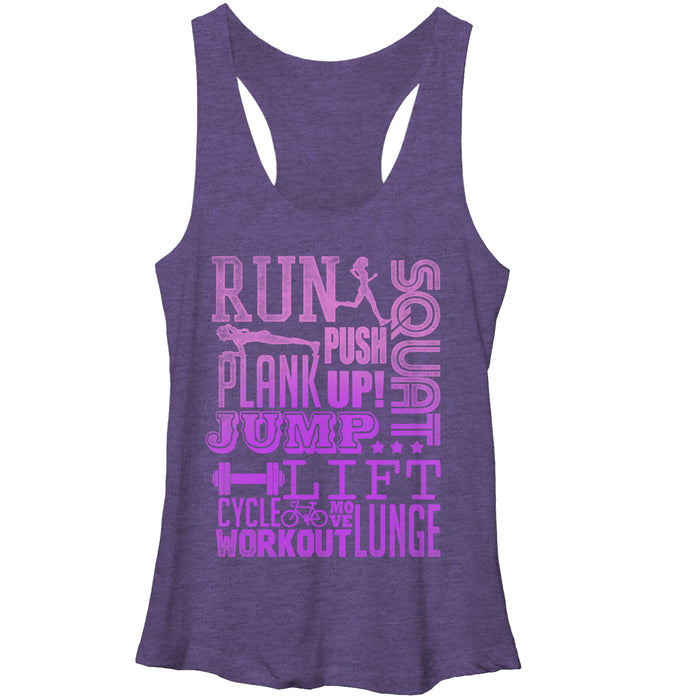 fifth sun Women's CHIN UP Run Squat Jump Workout Racerback Tank Top