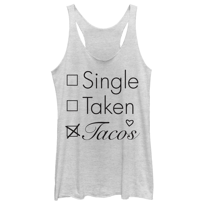 fifth sun Women's CHIN UP Single Taken Tacos Racerback Tank Top