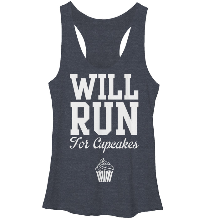 fifth sun Women's CHIN UP Will Run for Cupcakes Racerback Tank Top