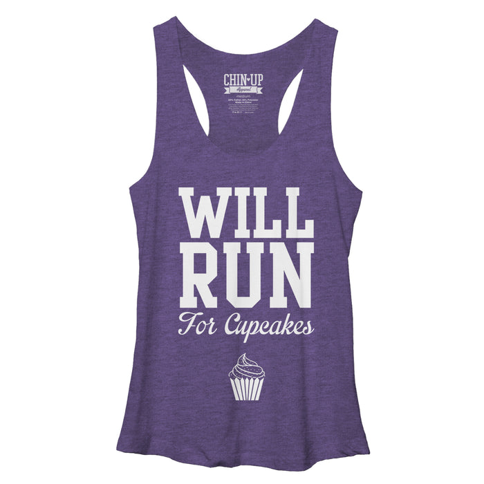 fifth sun Women's CHIN UP Will Run for Cupcakes Racerback Tank Top