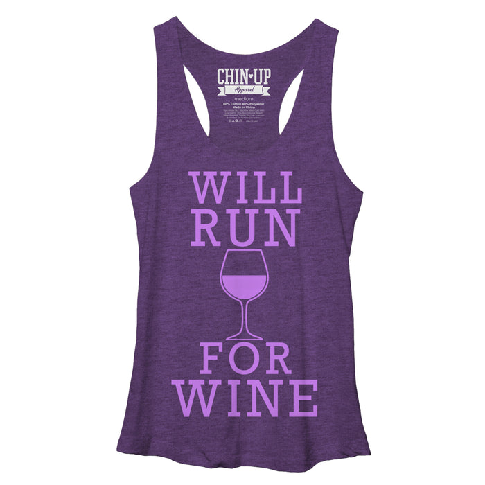 fifth sun Women's CHIN UP Will Run For Wine Racerback Tank Top